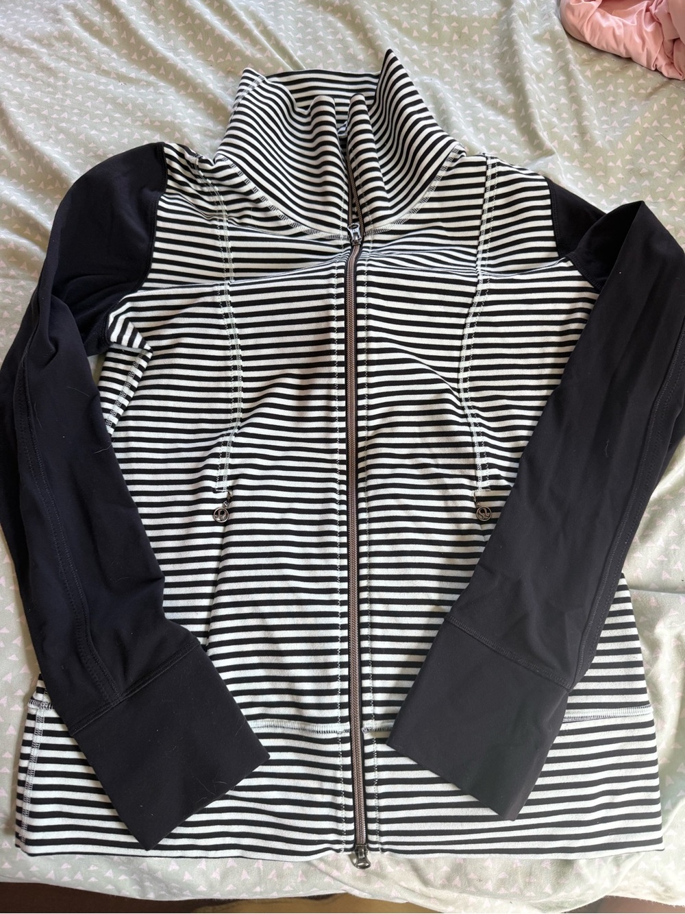 Striped Black and mint green Full-Zip Women's Jacket